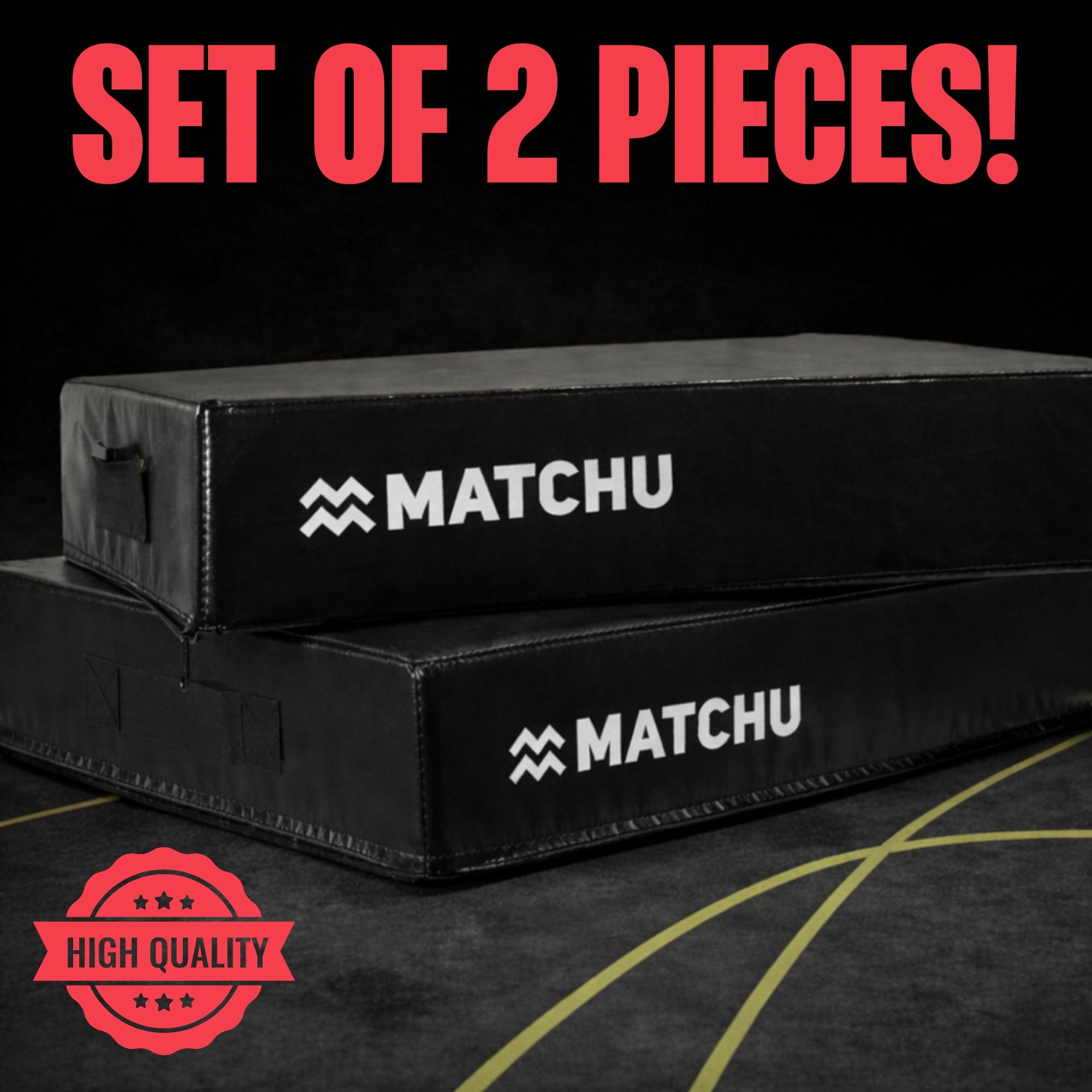 MATCHU - Drop Pads - Zestaw 2 sztuk - Wysokiej jakości amortyzacja - Trwała pianka - Odporna na zużycie osłona PVC - 75 x 57 x 15 cm - Czarny
