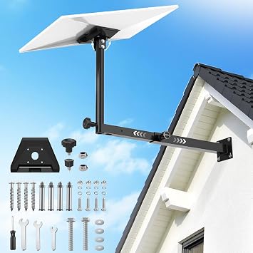 Starlink Gen 3 Mount for Long Eaves, Adjustable Mounting Kit with Pipe Adapter Heavy Duty Steel Starlink Wall Mount Kit for Starlink Gen 3