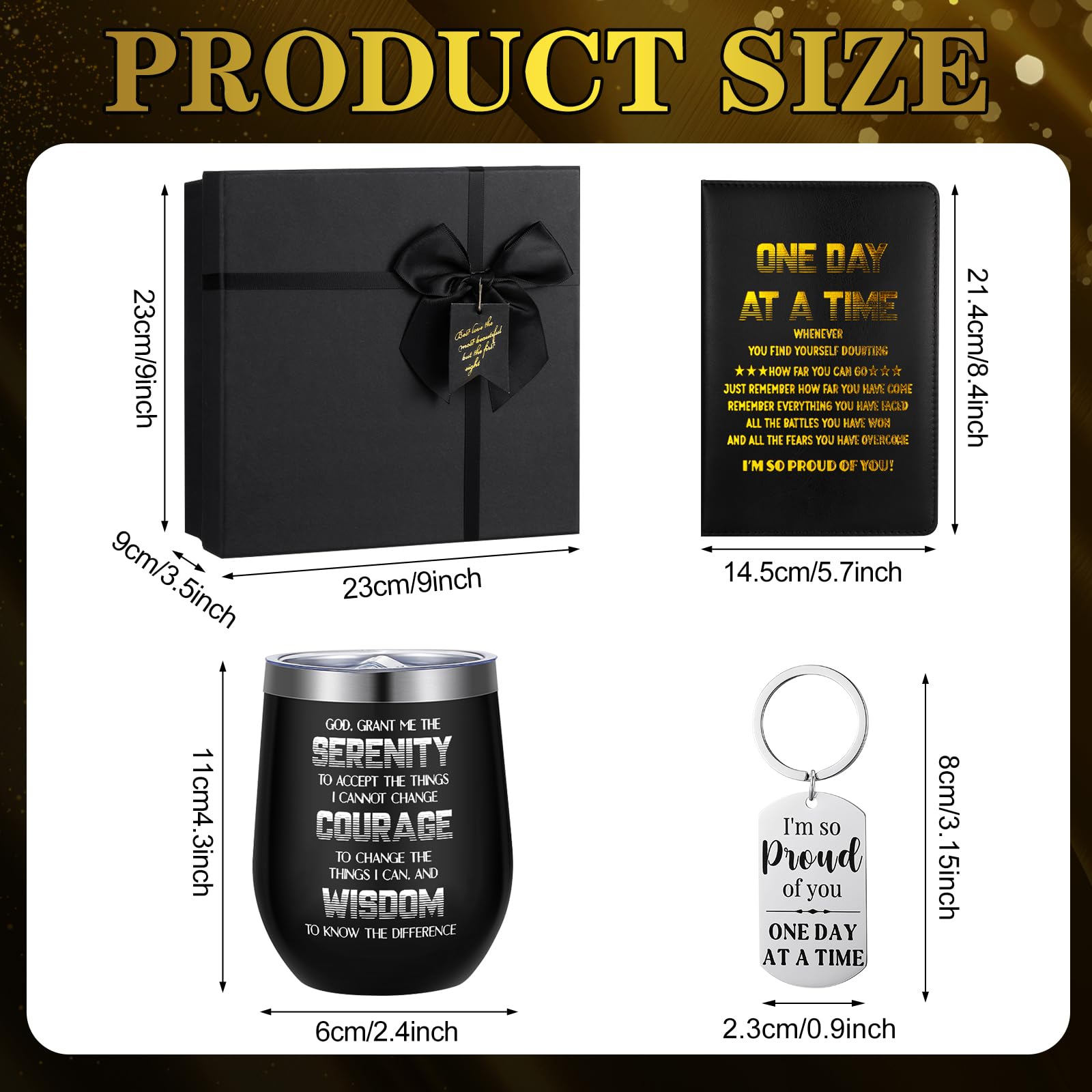 Reallnaive 6 Pcs Sobriety Gifts for Men Women Addiction Recovery Sober Encouragement Gifts 12 oz Stainless Steel Cup Socks Keychain Pen Notebook Box for AA NA Alcoholics Addiction Sober Milestone