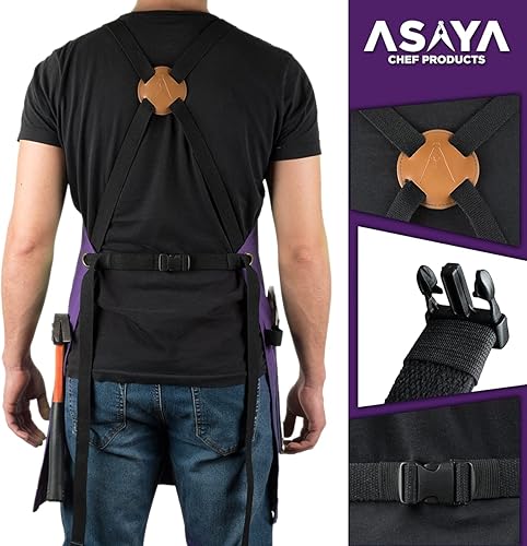 Miniatura 69 de Asaya - Delantal de chef para hombres y mujeres más toalla de mano y abrebotellas, de lona de 10 onzas Marrón,Negro -,Azul,Azul-Verde,Borgoña,Verde