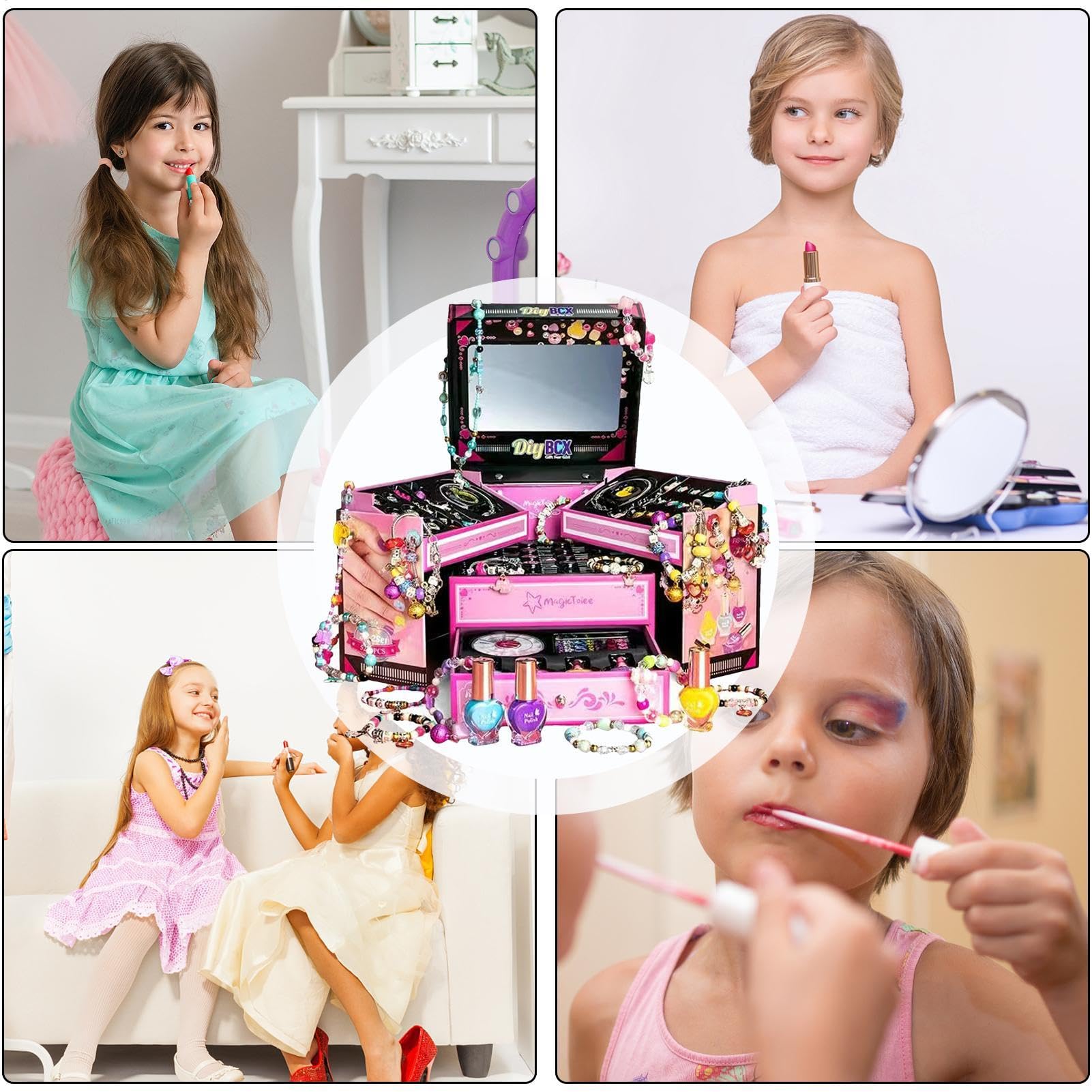 Kit Para Hacer Pulseras Con Dijes, Kit Para Hacer Joyas Para Niños | kit Para Hacer Pulseras Con Dijes De Cuentas Para Niñas, De Almacenamiento Para Hacer Joyas,Navidad Para Niñas De 4 A 12