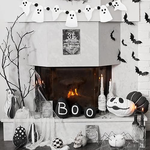 Miniatura 2 de Cartel de Halloween para manto, bola de fieltro, guirnalda de Halloween con espeluznante para chimenea, suministros de fiesta de pared