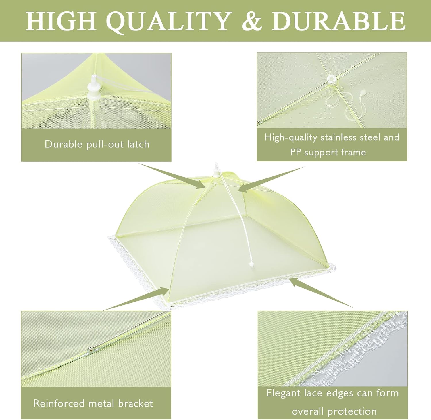 7 Pack Colorful Food Covers Food Tent for Outside Mesh to Keep Bugs away, Reusable Collapsible Food Nets(40x24*1,17x17*2,14x14*2,12x12*2) including Carry Bag,Ideal for Picnic Party BBQ Wedding Fruit image 2