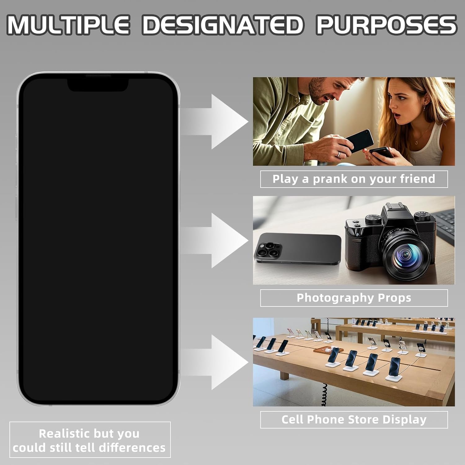 Fake Phone Dummy PropPhone, BlackScreen Decoy PhonePear PhoneNon-Working Phone17Air 17Pro Max, DisplayPhone Look Like Real Phonepro max 17 (17ProMax,White,Black Screen) Prop Mobile Phone