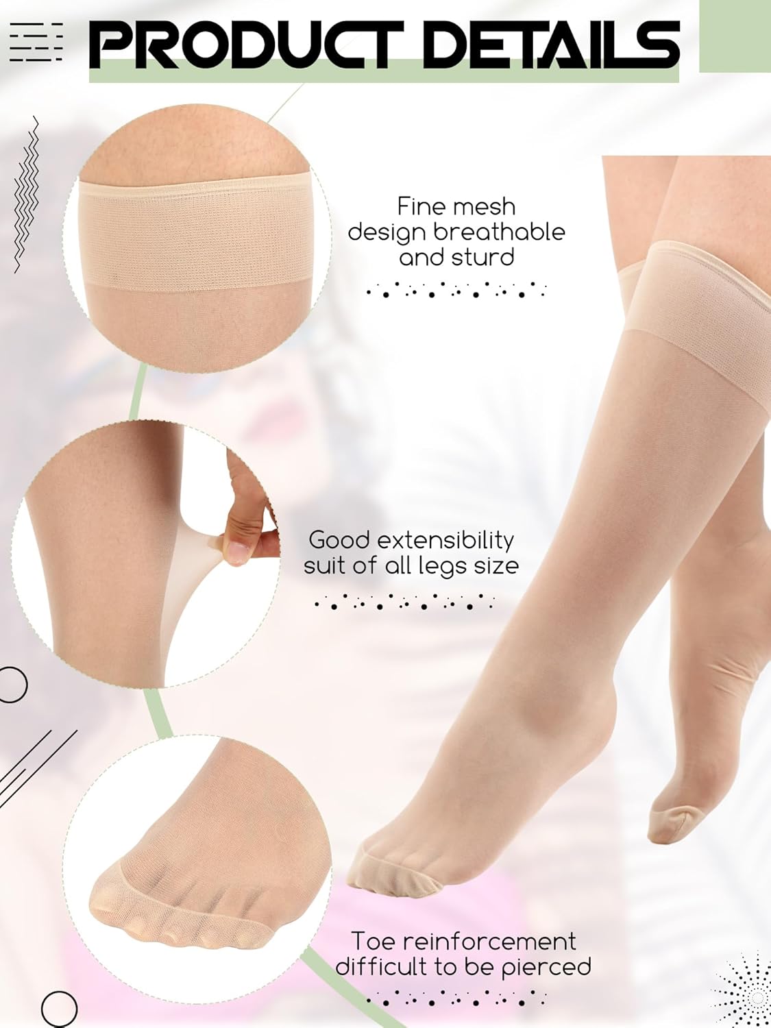 Preboun 100 Pairs Sheer Knee Stockings Bulk for Women Nylon Knee Highs Pantyhose Socks for Lady with PVC Bag