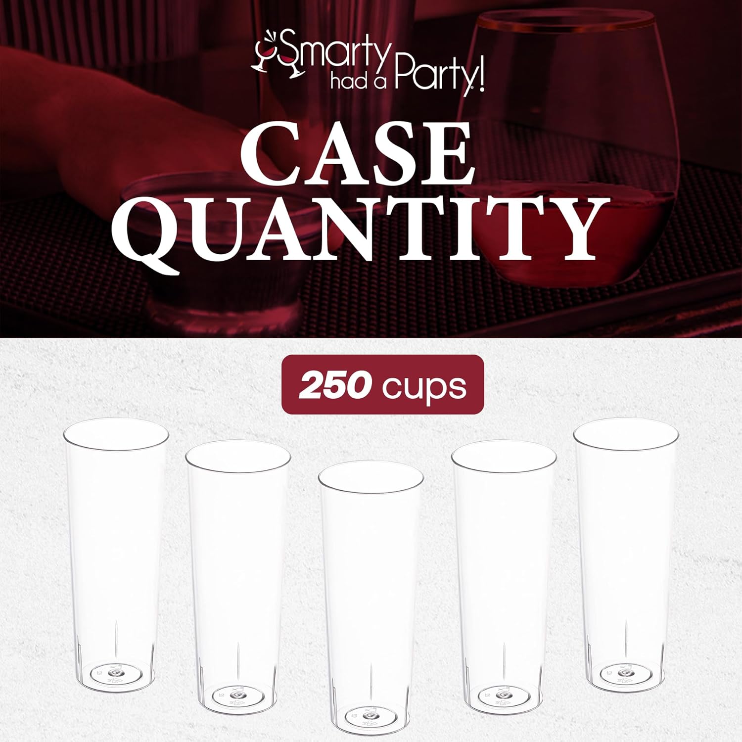 Smarty Had A Party 10 oz Cups – 250 Clear Disposable Cups | Premium Plastic Tumblers for Parties, Events, Cocktails & Smoothies | Ideal for Iced Coffee, Plastic Wine Glasses, and More