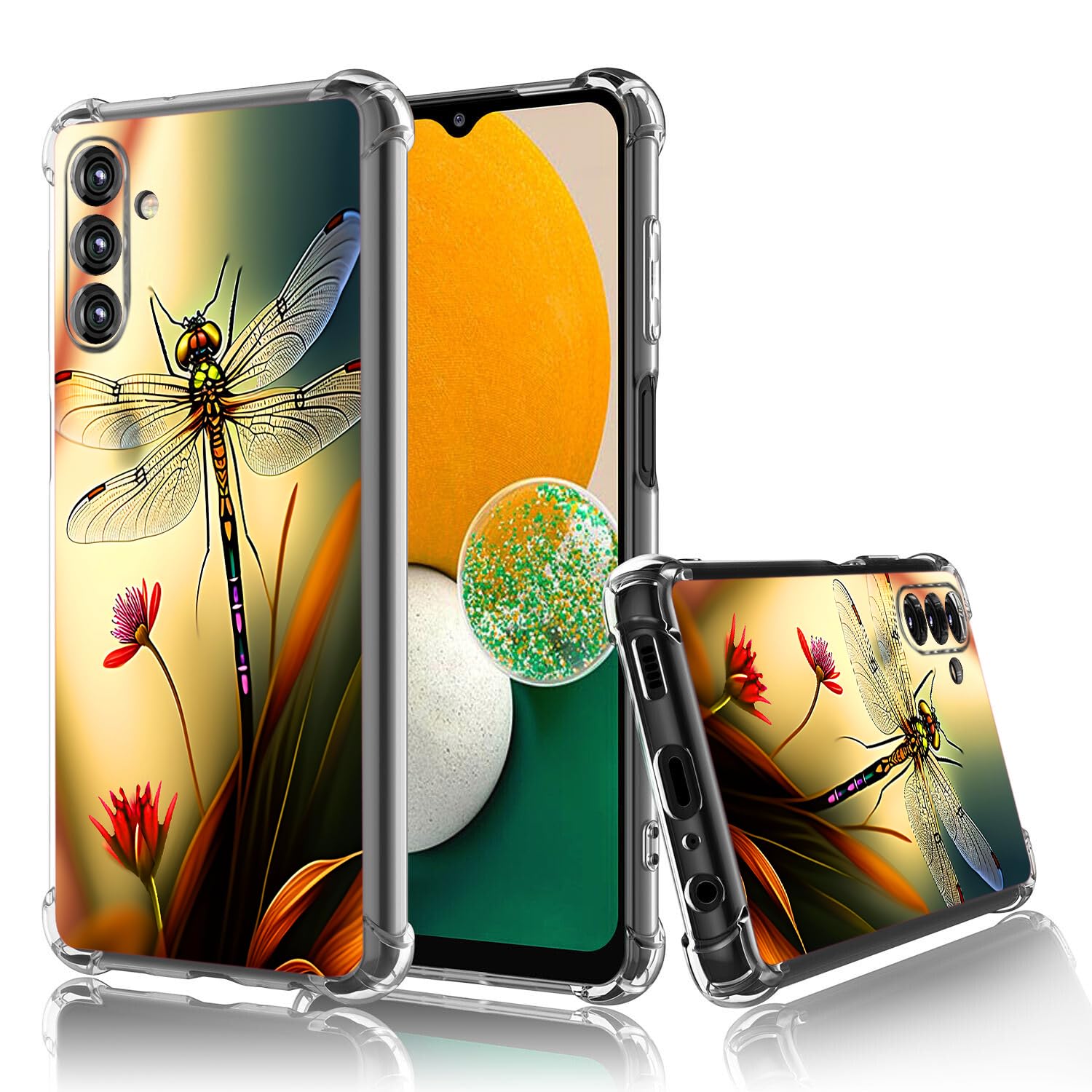 Galaxy A25 5G Case,Colorful Dragonfly Drop Protection Shockproof Case TPU Full Body Protective Scratch-Resistant Cover for Samsung Galaxy A25 5G