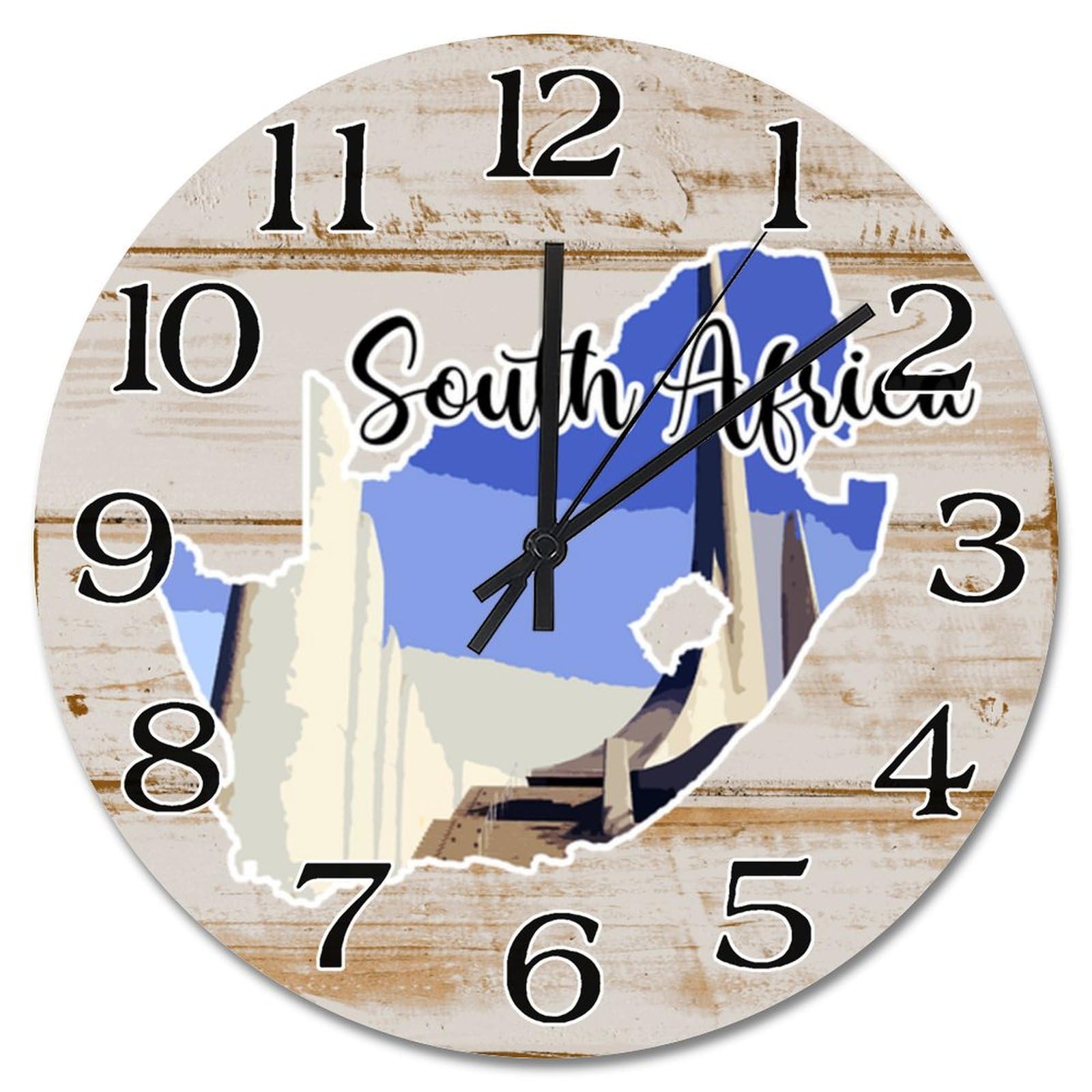 Horloge murale silencieuse Afrique du Sud 30 cm à piles design paysage urbain touristique