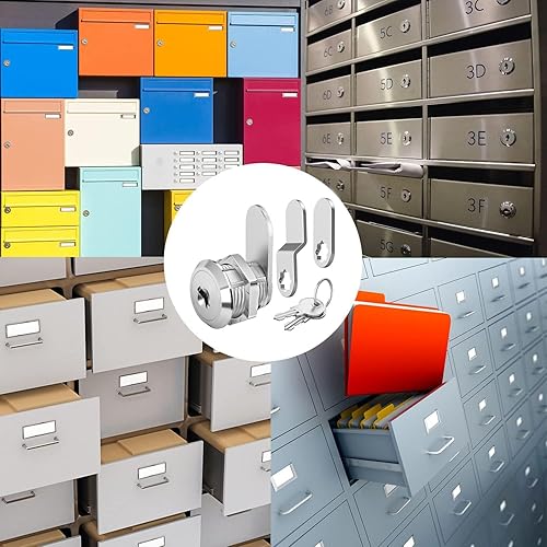 Miniatura 6 de Cerraduras de leva de 58 pulgadas con igual llave  Paquete de 12 cerraduras de gabinete con llave igual, cajones de archivos seguros, buzón de