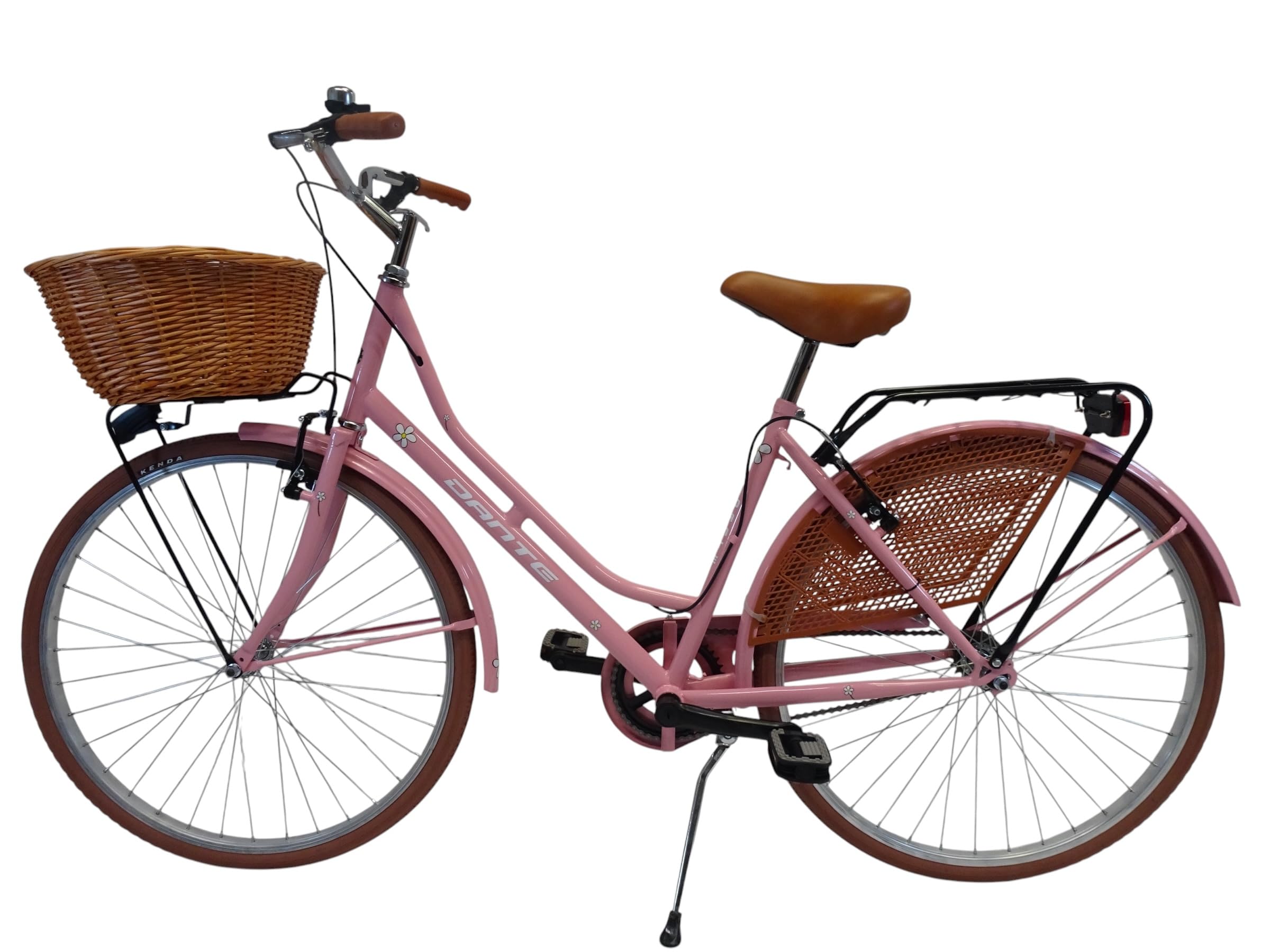 Bicicletta donna da città per passeggio Olanda 26, classica stile retrò ad una velocità, con particolati miele e cestino anteriore in vimini
