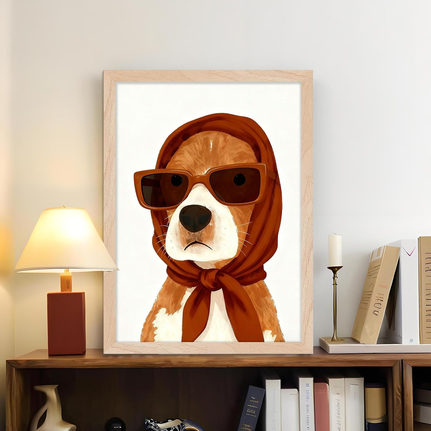Cute Dog Wall Art Canvas Prints Set of 2, Funny Puppy Painting Poster, Modern Animal Picture Wall Art Prints for Nursery Kids Room Bedroom, Unframed Canvas Artwork 8x10IN image 2