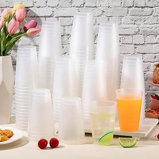 500 Pcs Frosted Plastic Cups Bulk - 12 oz Disposable Clear Drinking Frosted Cups for Stadium Events Home, Party, Birthday Supplies
