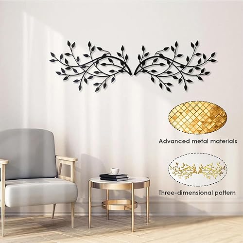 Miniatura 6 de DoMyfit Decoración de pared de hoja de árbol de metal, esculturas de hierro forjado, rama de olivo, hoja de árbol de ala para colgar en la pared,
