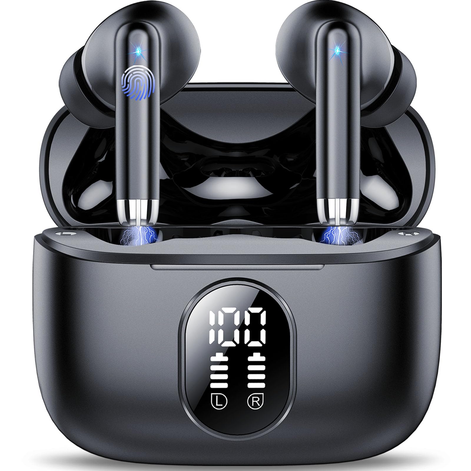 Cuffie Bluetooth, Auricolari Bluetooth 5.4 con 4 HD ENC Cancellazione Rumore Mic, 40 Ore Cuffie Wireless in Ear, Cuffiette Bluetooth con 3D HiFi Stereo, Cuffie Senza Fili IP7 Impermeabili/Display LED
