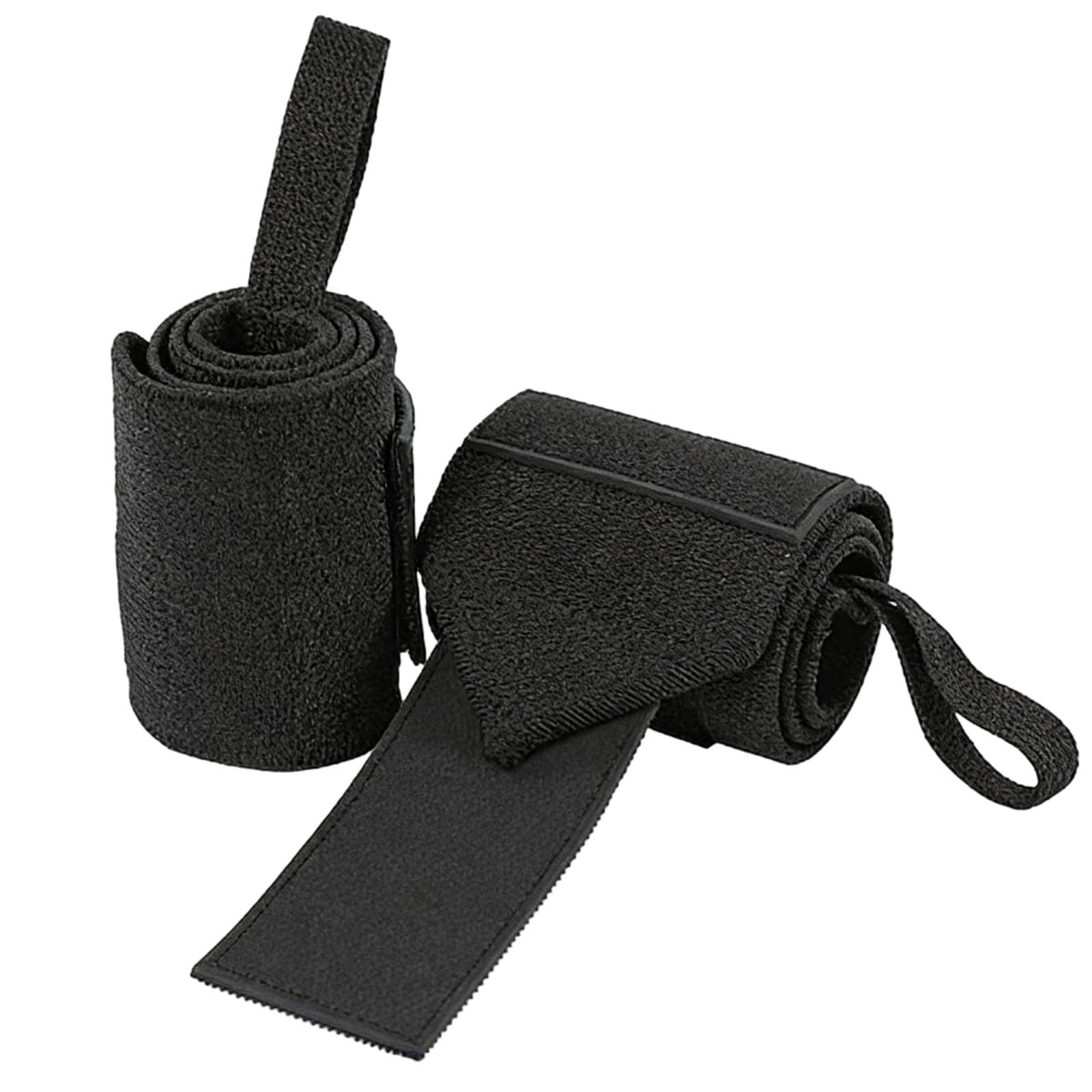 Muñequeras para levantamiento de pesas negras de algodón ajustable 55cm equipo de gimnasio 7