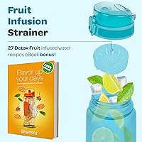 Vista 7 de Hydracy Water Bottle with Time Marker -Large BPA Free Water Bottle & No Sweat Sleeve -Leak Proof Gym Bottle with Fruit Infuser Strainer & Times to