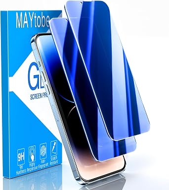 MAYtobe 2PCS Privacy Screen Protector for iPhone 14 Plus, iPhone 13 Pro Max | Anti-Blue Light Tempered Glass, Eye Protection, Blue Anti-Spy, Colorful Gradient, Anti-Scratch