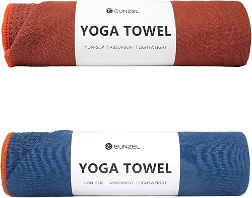 Miniatura 12 de Eunzel Paquete de 2 toallas de yoga caliente con punto de agarre, tapete de yoga antideslizante Towe absorbente de sudor para yoga caliente, bikram