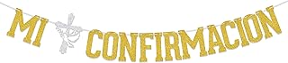 Mi Confirmacion Banner, My Baptism Banner, Confirmation Baby Shower Party Decorations, Christening First Birthday Supplies Gold Glitter