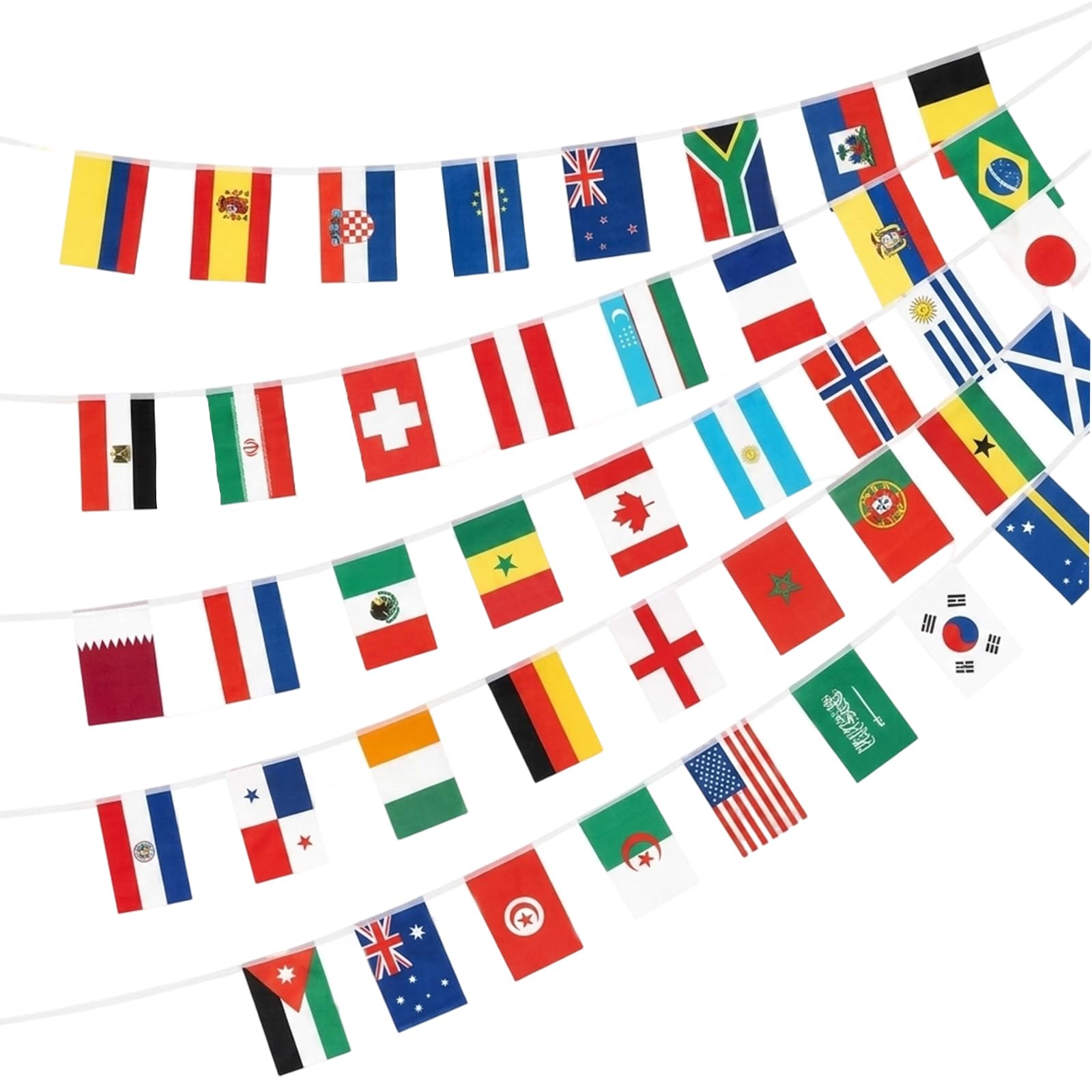 World Cup Bunting 2026, Flags of the World Display for Football Celebrations, 50 Country Flag Bunting Set Measuring 15m with 21x14cm Flags