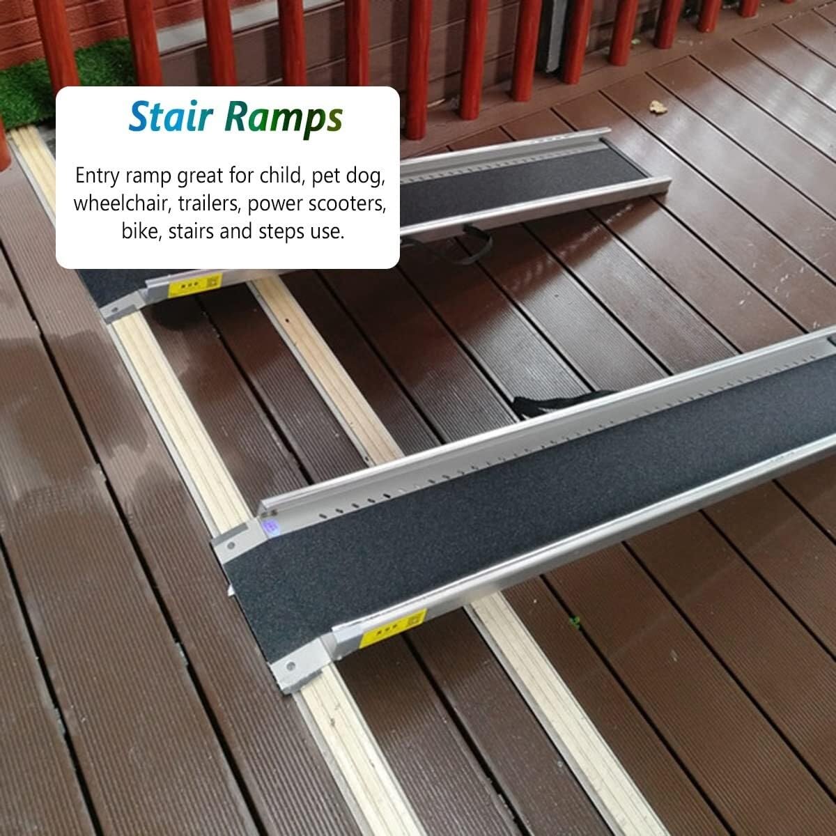 Rampa de umbral de silla de ruedas para escalones, escaleras, puerta, rampas ligeras de 15 cm/25 cm de elevación, ideal para carretillas de mano, bicicletas y scooters (60 cm de largo)