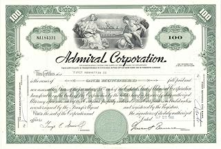 Admiral Corporation - 1960's dated Stock Certificate - American Appliance Brand
