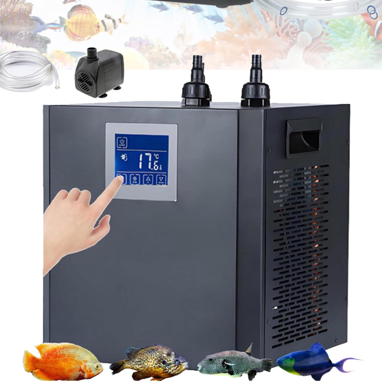 Cashwise Aquarium Chiller, 1/3 HP Active Aqua Chiller for Axolotl, 79 Gallon Fish Tank Chiller, Hydroponic Cooling System, Aquarium Cooler with LED Display, Pipe, Water Pump, Remote Control