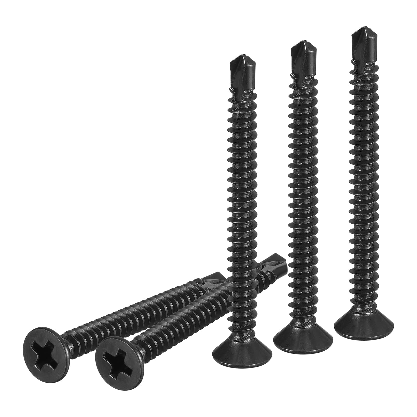 DTGN 100Pcs ST4.2x38mm Self Drilling Screws, 410 Stainless Steel Flat Head Phillips Sheet Metal Screw