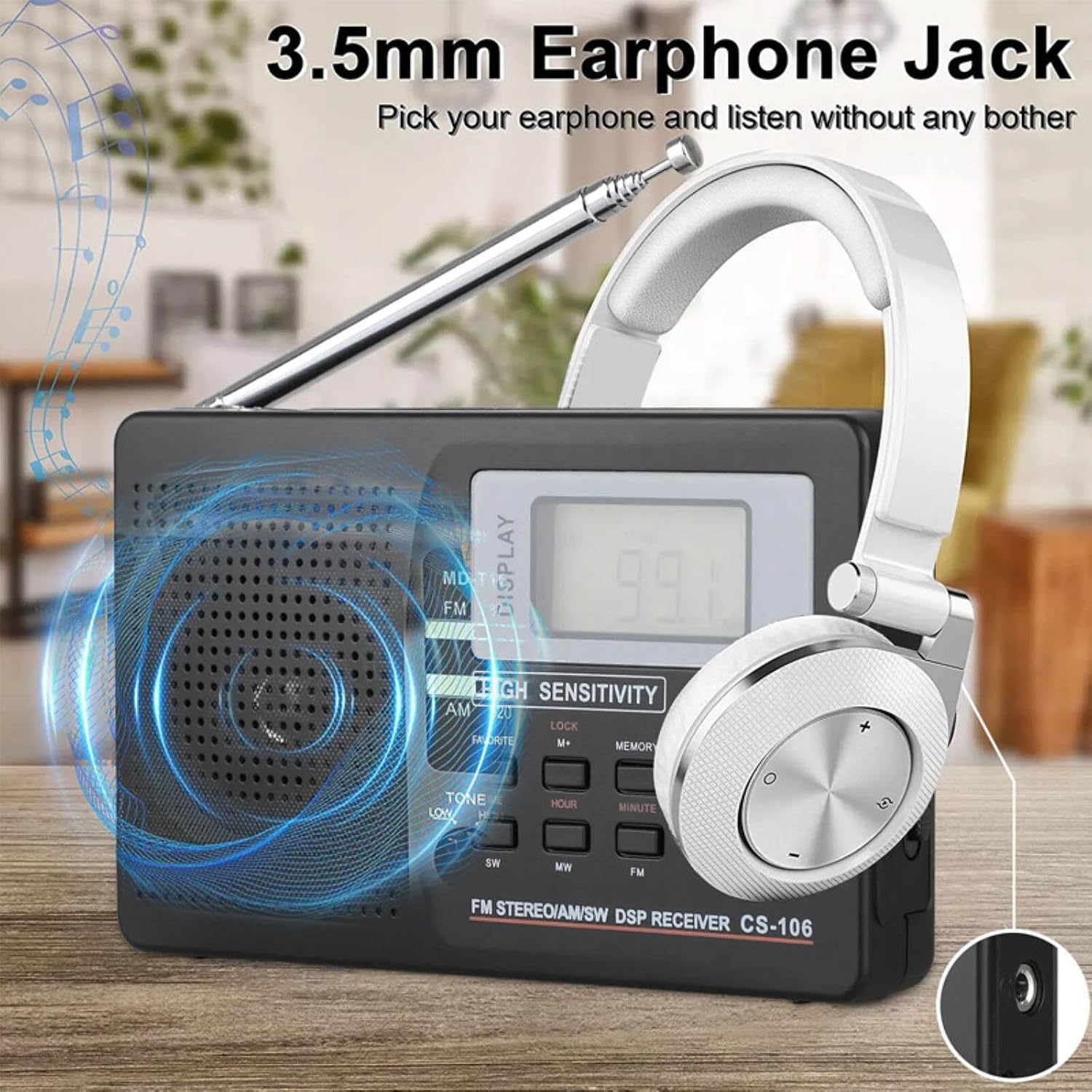 Portable Digital AM/FM Stereo Radio Full Frequency Band Receiver Radio LCD Display Accessory