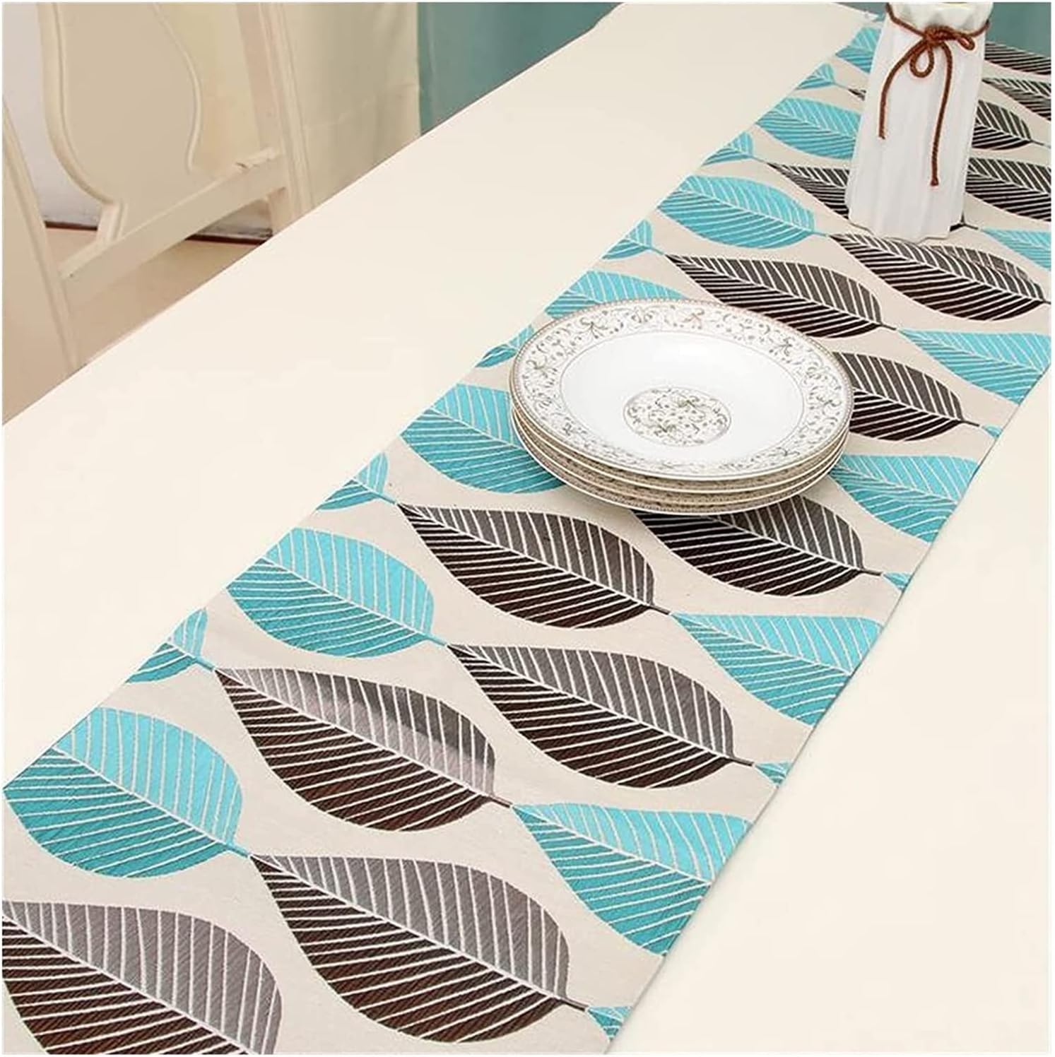 Table Runner Leaves Printed Table Runners Polyester Runner Table Decoration Bed Runner Clan Style Palace Elegant Retro Rustic Table Runner (Pattern 2 32*180cm)