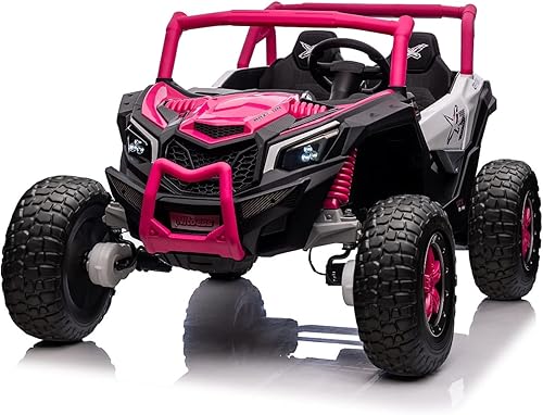 FINITO Vehículo utilitario de 2 plazas XXXL de 24 V con control remoto para niños de más de 3 años con vehículo eléctrico eléctrico de juguete (rosa)