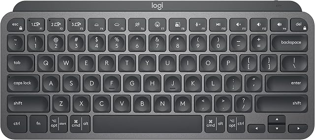 Clavier Rétroéclairé Minimaliste Sans Fil Logitech MX Keys Mini, Compact, Bluetooth, Rétroéclairé, USB-C, Compatible avec Apple macOS, iOS, Windows, Linux, Android, Construction Métallique - Graphite
