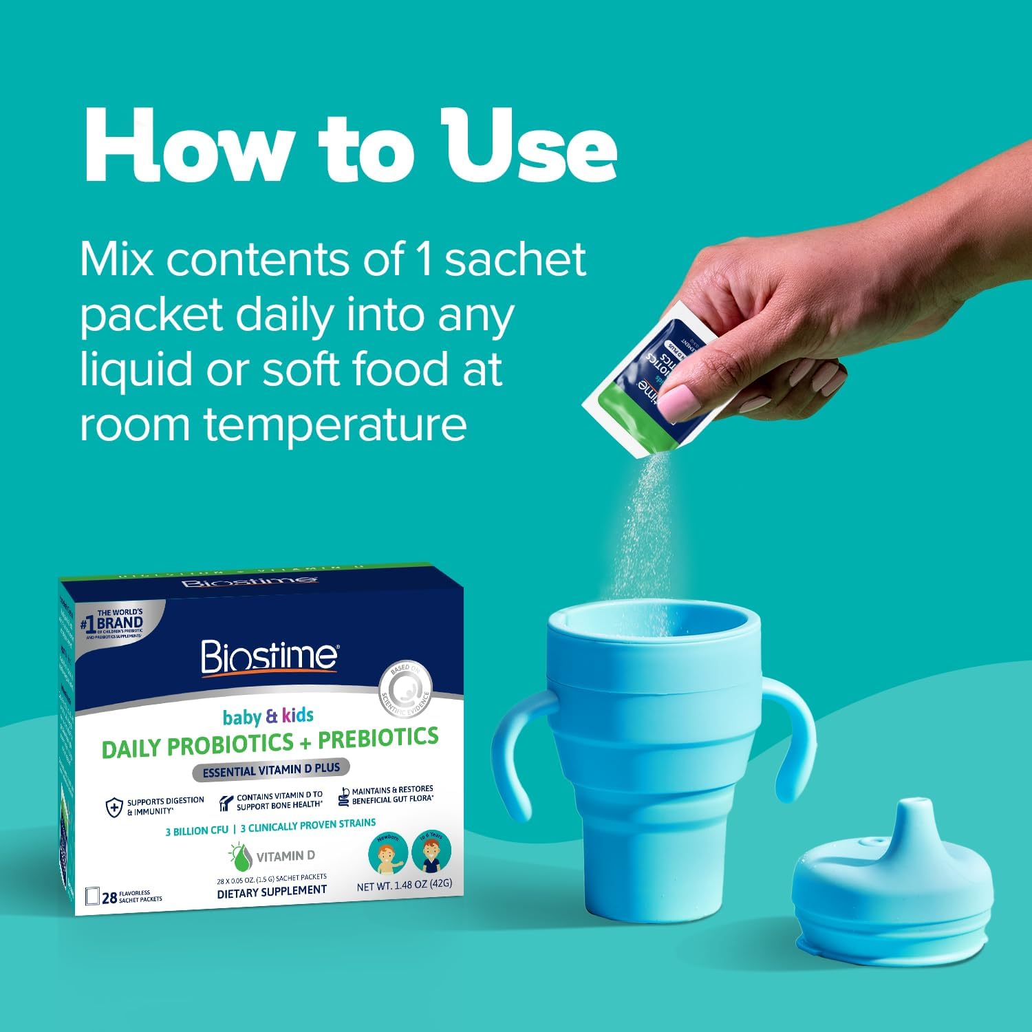 Biostime Infant Baby Toddler Kids Probiotic & Prebiotic with Vitamin D | Baby Probiotic Powder | Kids Immune Support | Constipation Relief for Babies * | Supports Digestion, Gas Relief | 28 Packets - Image 4