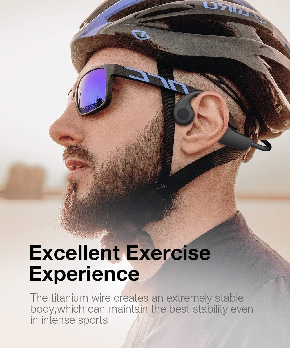 New Arrivals Bone Conduction Headphones Open-Ear Wireless Earphones Bluetooth 5.0 with Built-in 8G Memory Sweatproof Mic Sports Headsets for Running Gym Driving Cycling