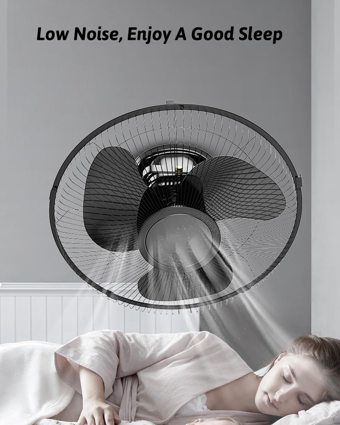Ventilatore a soffitto Senza Luce, Telecomando, 3 velocità | Silenzioso, 60W, timer 4h, per camera da letto, ufficio, casa, dormitorio(Remote Control Model,18in)