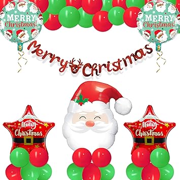 Pop The Party 9Inch Christmas Balloons Red,Green,White,Gold,Confetti Balloons Christmas Party Decoration Supplies for Xmas Birthday Baby Shower Wedding New Year Party Decoration Pack Of 97