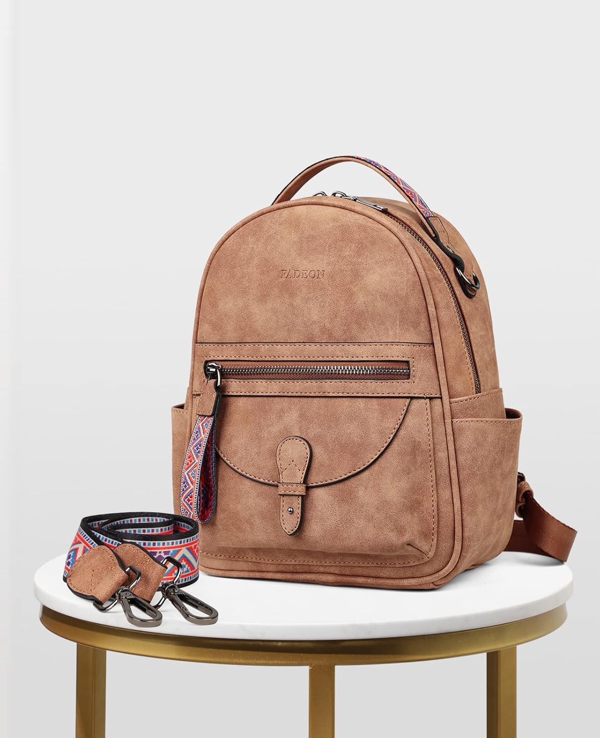 FADEON Mini Backpack Purse for Women, Designer Leather Cute Roomly Small Backpacks, Ladies Shoulder Backpack Fashion Handbag - Image 9