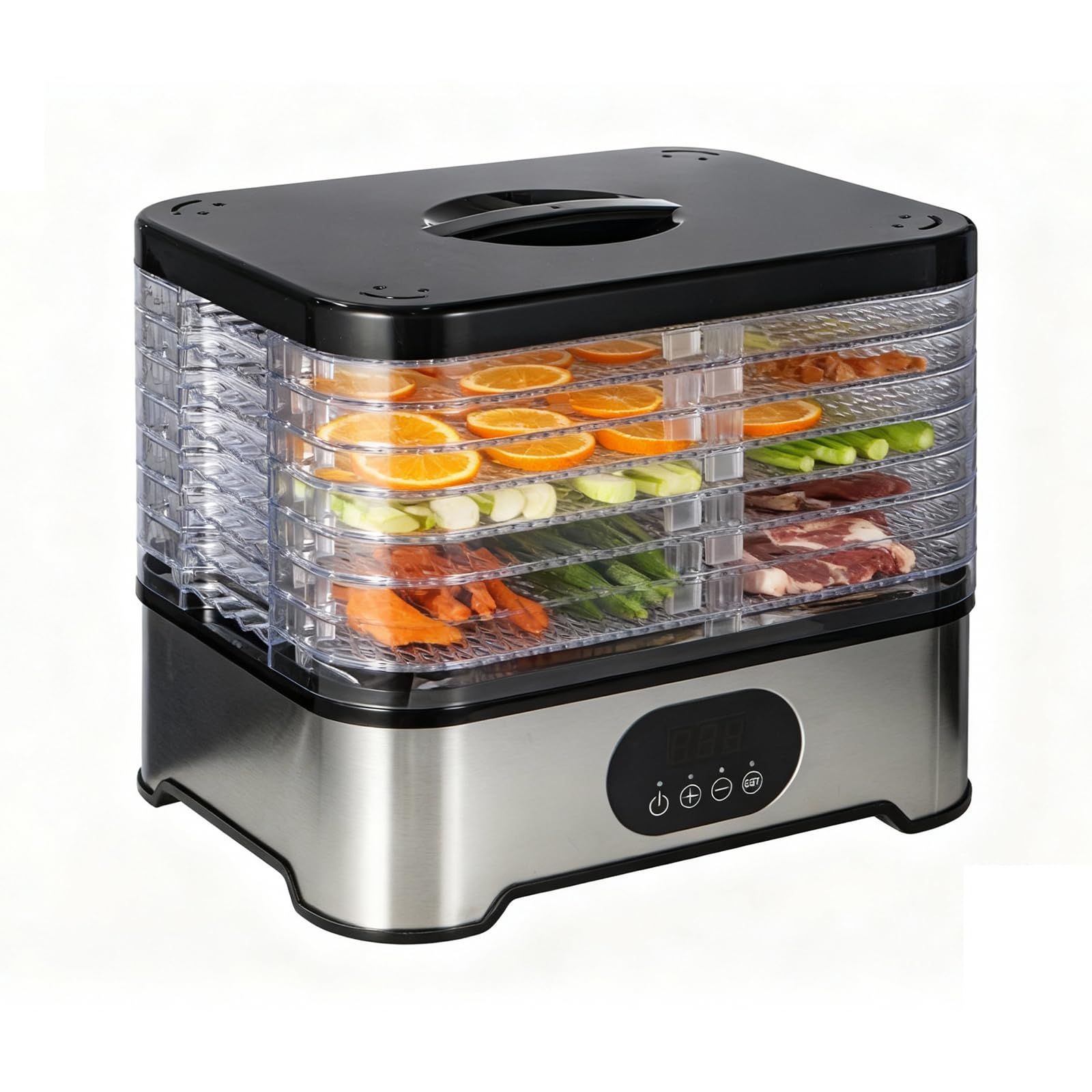 5 Tray Mini Electric Food Dehydrator Fruit Dryer Home Dryer Machine Veg Preserver Machine For Room Kitchen 31 x 28 x 28cm (Silver L)
