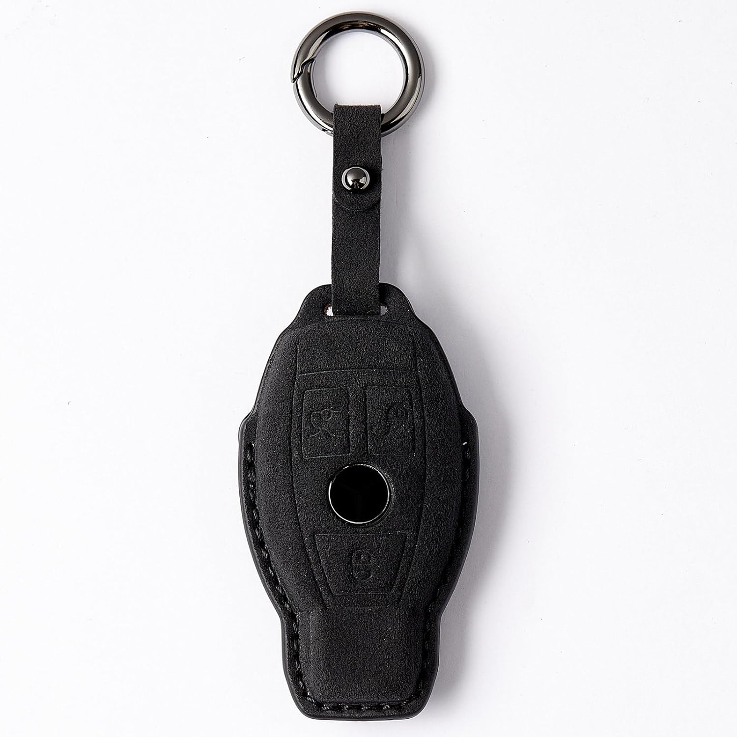 for Mercedes Key Fob Cover, 3 Buttons Suede Key Fob Protector with Key Fob Keychain Fit for Mercedes Benz A B C E G R S M Class AMG Remote Start Key Fob Case