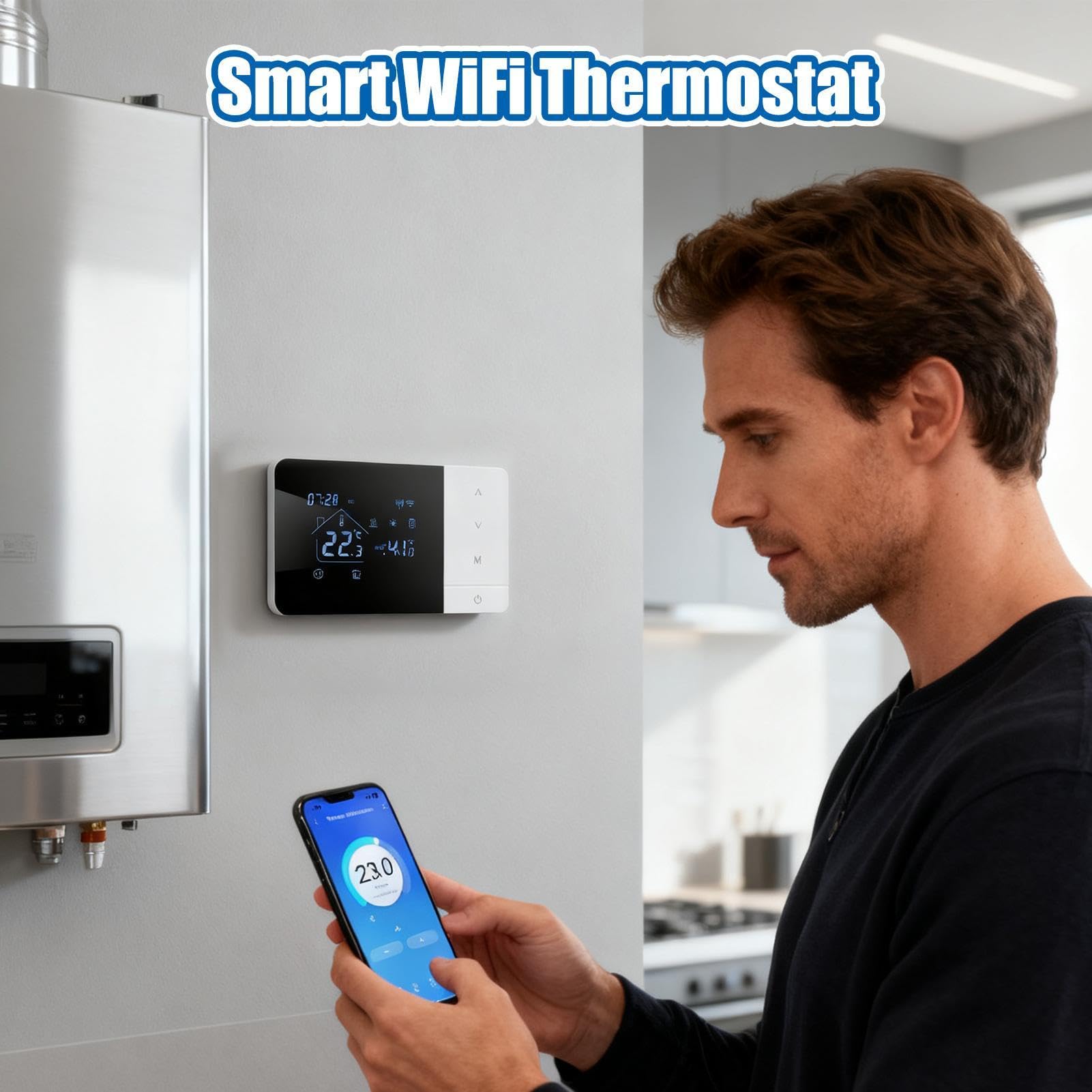 Termostaty WiFi do domu, termostat grzewczy Wi-Fi, w zestawie
