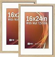 Vista 108 de VCK Paquete de 2 portarretratos de 8 x 10 pulgadas, roble natural, madera de alta gama con vidrio templado, para fotos de 5 x 7 pulgadas