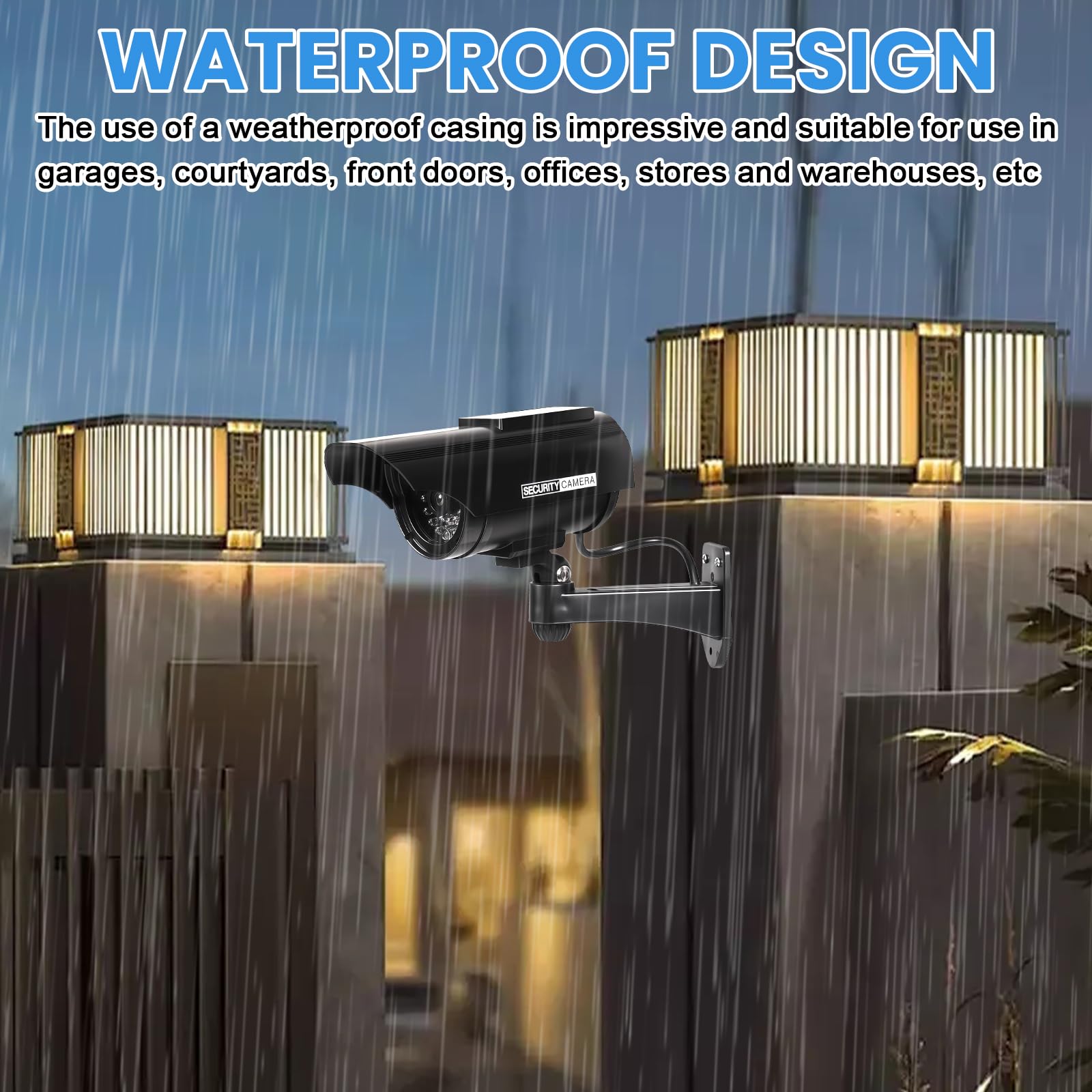 Caméra Factice Extérieur, Caméra Factice Solaire avec LED, Caméra de Surveillance Factice, Fausse Caméra de Surveillance CCTV, Fausse Camera Surveillance Exterieur pour Une Intérieure et Extérieure