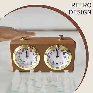 Chess Clock, Professional Mechanical Chess Timer with Timing Start Button, 6x4x2 Analogue Portable Clock Timer for Board International