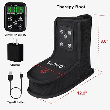 Rechargeable Red Light Therapy Feet Ankle, 132 LEDs 660 nm Red Light and 850 nm Infrared Light Therapy Shoe, with 6000mAh Battery Adjustable Power and Time Controller