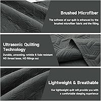 Vista 6 de Lavsiry - Juego de colcha de tamaño individual, color gris oscuro, con funda de almohada, colcha ligera de verano, colcha acolchada suave y manta
