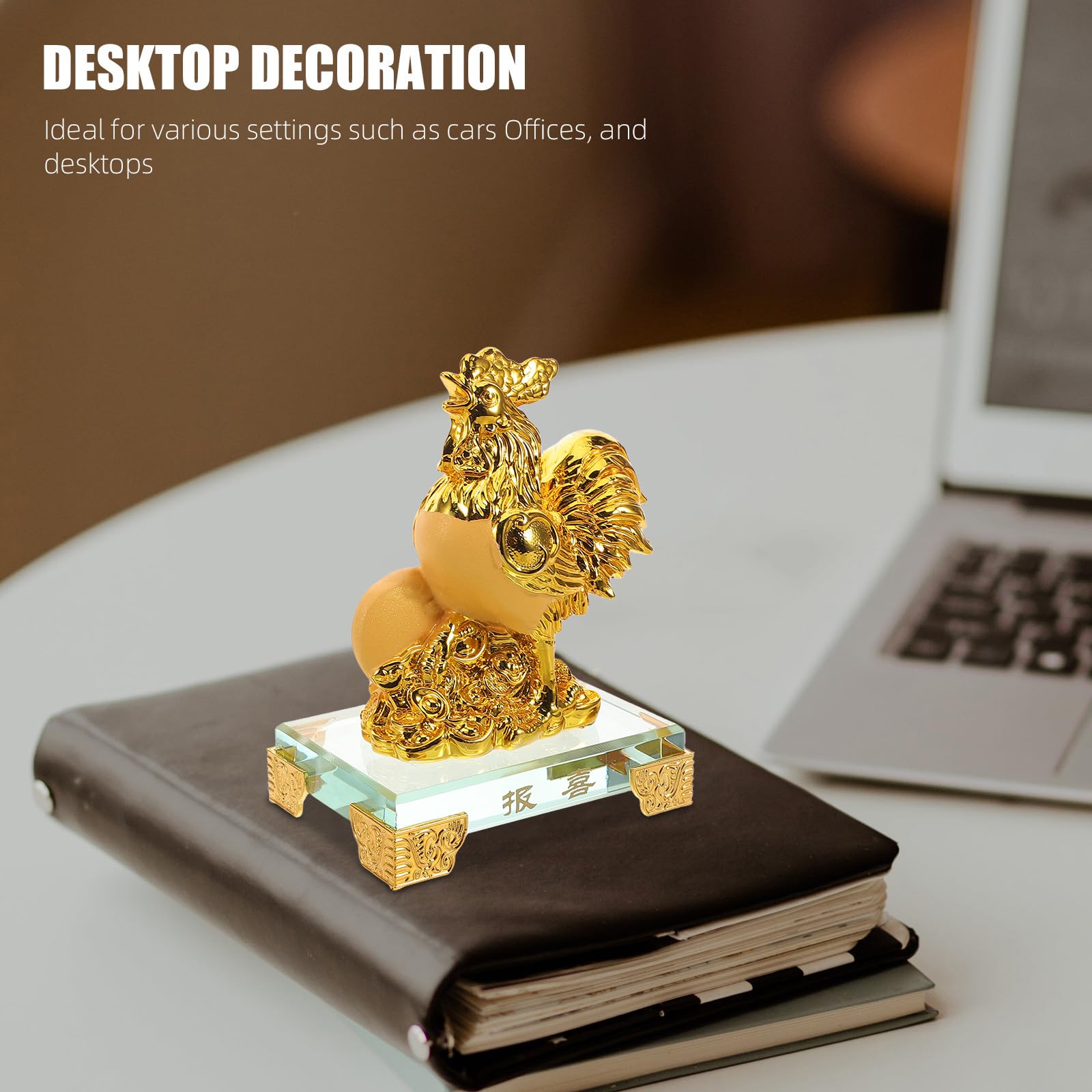 Resin Huhn Skulptur Chinesisches Tierkreiszeichen Hahn Figur Langlebige Handwerkskunst Desktop Dekoration Büro Auto Schmuck Feng Shui Glücksbringer