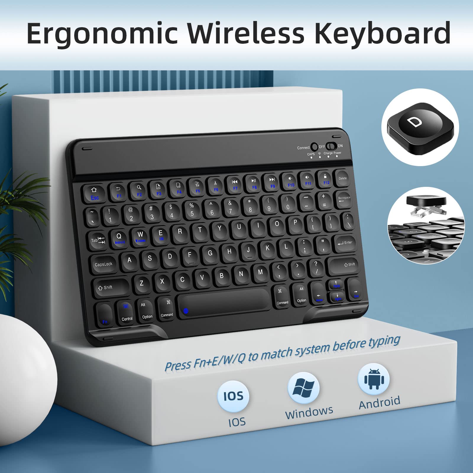 Hamile for iPad 10.2 Case with Keyboard, Keyboard Case for iPad 9th/8th/7th Generation, Wireless Detachable Keyboard Cover for iPad 10.2"/iPad Pro 10.5"/iPad Air 3rd Gen with Pencil Holder (Black)