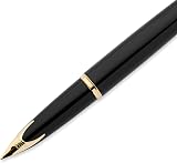 Waterman Carène Black Sea Fountain Pen | High-Gloss Black & 23k Gold Clip | Medium Nib with Blue Ink Cartridge | Gift Box - 3
