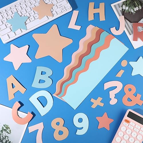 Miniatura 4 de Containlol Juego de 188 piezas retro Groovy Boho con purpurina de color para pósteres, letras y estrellas, incluye 59 pies, letras del alfabeto,