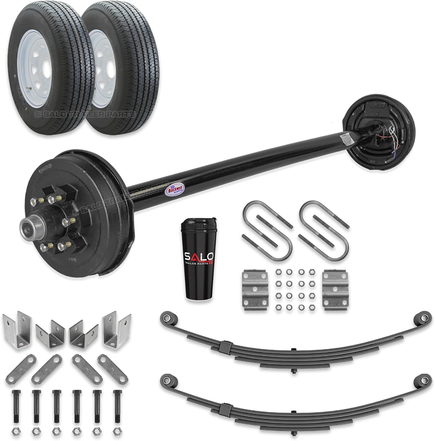 5200 lb Trailer Axle Kit, 85 in Hub Face, 70 in Spring Center, 6 on 5.5 Bolt Pattern, Electric Brake Axle, Running Gear Kit